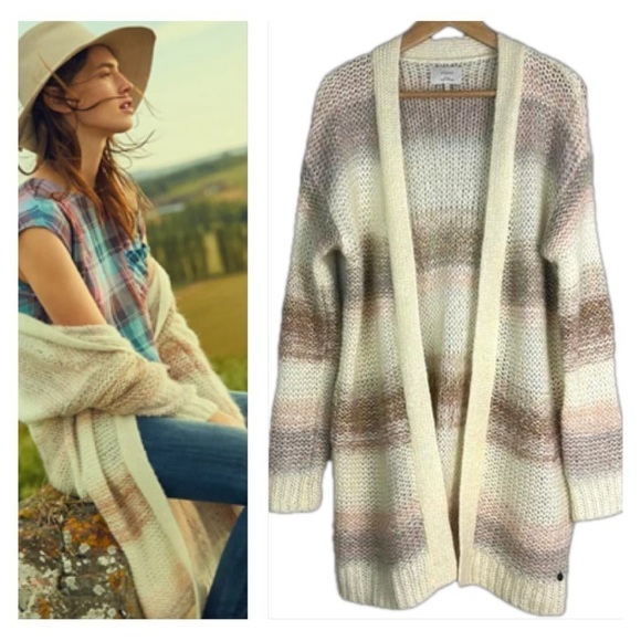 Numph Sweaters - Anthropologie Numph Loraina Metallic Striped Cardigan Long Sweater SM Wool Blend